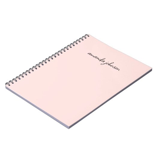 Minimaal Girly Simple Light Pink Monogram met voll Notitieboek (Linkerzijde)
