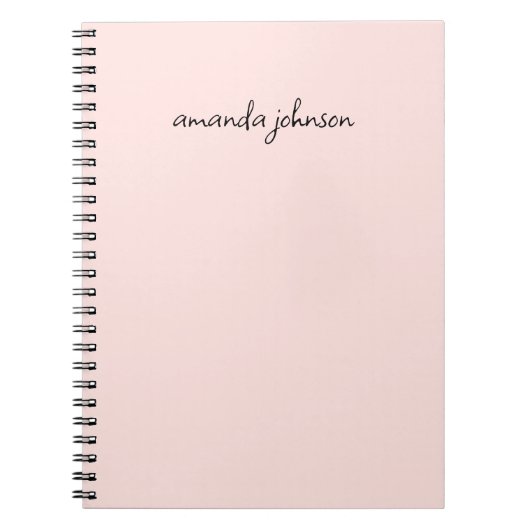 Minimaal Girly Simple Light Pink Monogram met voll Notitieboek (Voorkant)