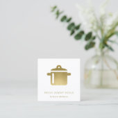 MINIMAAL GLAM GOLD FAUX POT MEAL CHEF CATERING VIERKANTE VISITEKAARTJE (Staand voorkant)