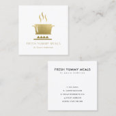 MINIMAAL GLAM GOLD FAUX POT MEAL CHEF CATERING VIERKANTE VISITEKAARTJE (Voorkant / Achterkant)