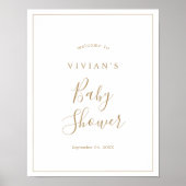 Minimaal Gold Baby shower Welkom Poster (Voorkant)