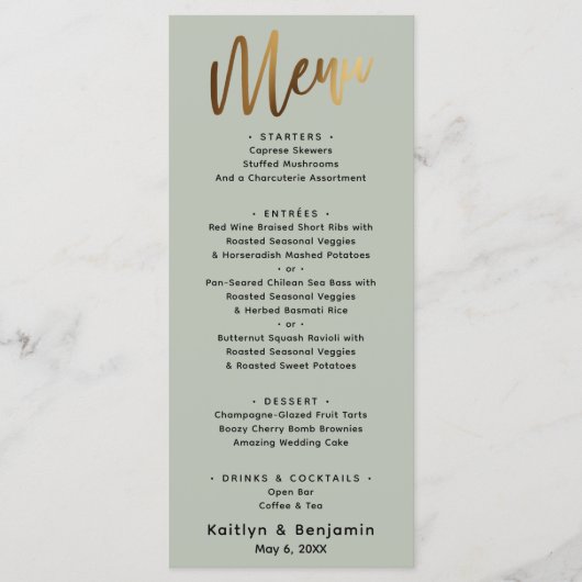 Minimaal Gold Handwriting Simple Type Cream-menu Menu (Voorkant)