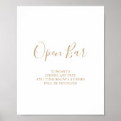 Minimaal Gold Open Bar-teken Poster (Voorkant)