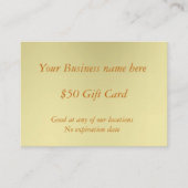 Minimaal Golden Business Vijftig Dollar Cadeau Kaa Kortingskaartje (Voorkant)