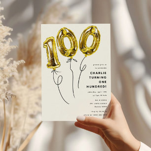 Minimaal Goud 100 Ballon 100ste Verjaardagsfeestje Kaart