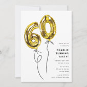 Minimaal Goud 60 Ballon 60ste Verjaardagsfeest Kaart (Voorkant)