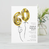 Minimaal Goud 60 Ballon 60ste Verjaardagsfeest Kaart (Staand voorkant)