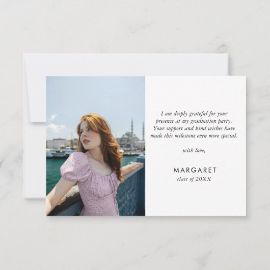 Minimaal Goud Afstudeerder Pet Modern Foto Afstude Bedankkaart (Achterkant)