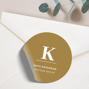 Minimaal Goud Elegant Verfijnd Luxe Monogram Ronde Sticker