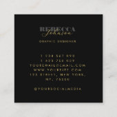 Minimaal goud en zwart voor modern gebold Typograf Vierkante Visitekaartje (Achterkant)