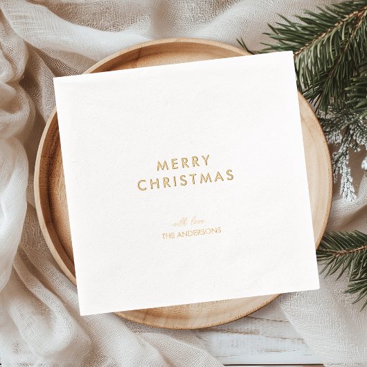 Minimaal Goud Folie Prettig Kerstfeest Servetten