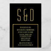 Minimaal Goud Lijst Elegant Zwart Bruiloft Folie Uitnodiging (Voorkant)