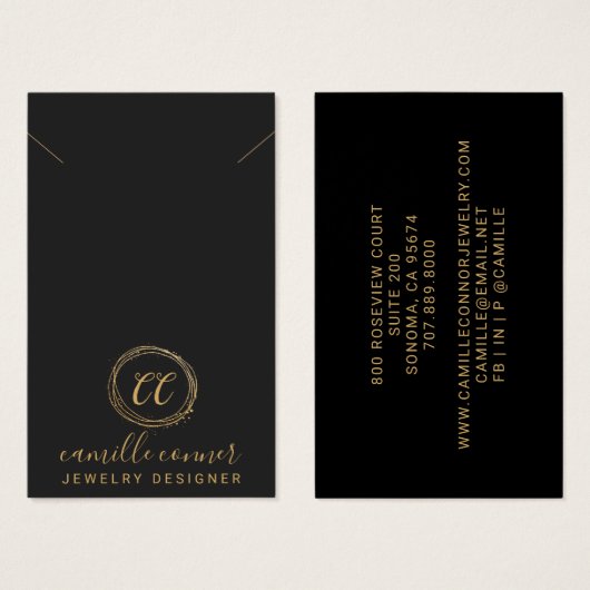 Minimaal Goud Monogram Sieraden Designer Ketting Visitekaartje (Voorkant /achterkant)
