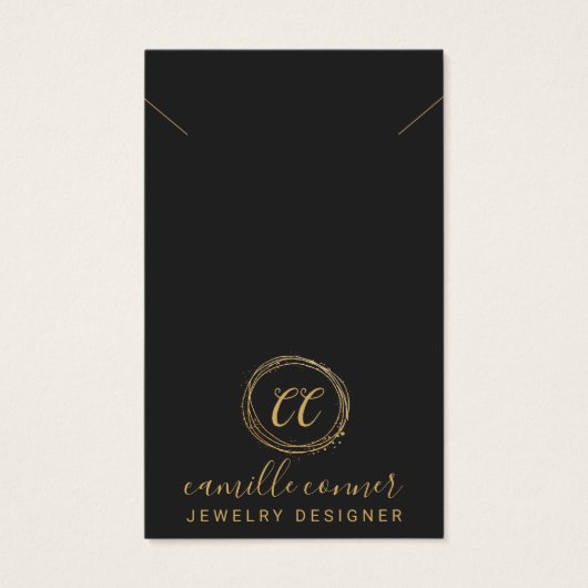 Minimaal Goud Monogram Sieraden Designer Ketting Visitekaartje (Voorkant)