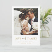 Minimaal goud | One Photo Wedding Bedankkaart (Staand voorkant)