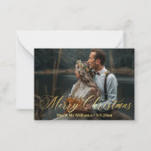 Minimaal goud Vrolijk Kerstfeest Mr&Mrs Foto Bruil Notitiekaartje (Voorkant)