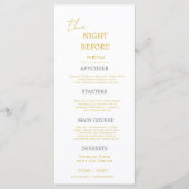Minimaal goud & wit de nacht voor bruiloft menu (Voorkant)