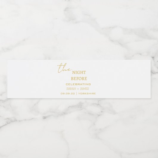 Minimaal goud wit de nacht voor bruiloft waterfles etiket (Enkel label)
