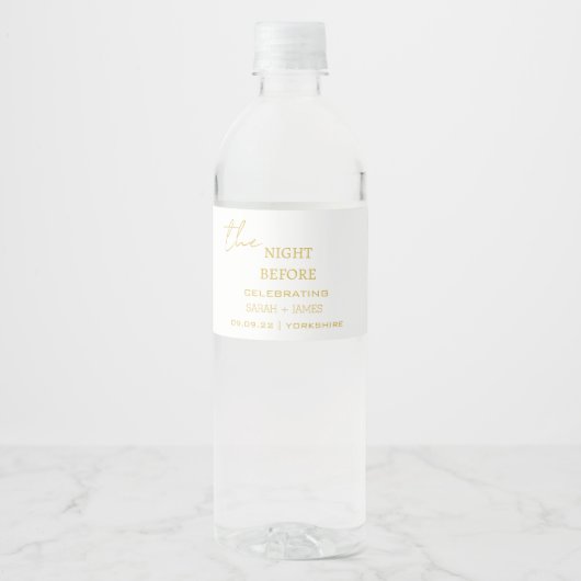 Minimaal goud wit de nacht voor bruiloft waterfles etiket (Voorkant)