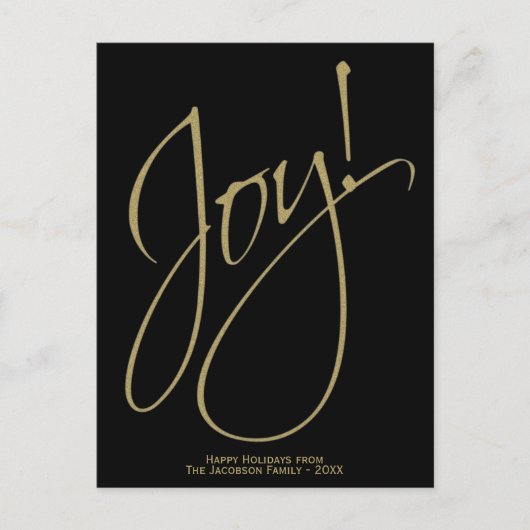Minimaal Goud & Zwart Eenvoudig Vreugde Uniek Eleg Feestdagenkaart (Voorkant)