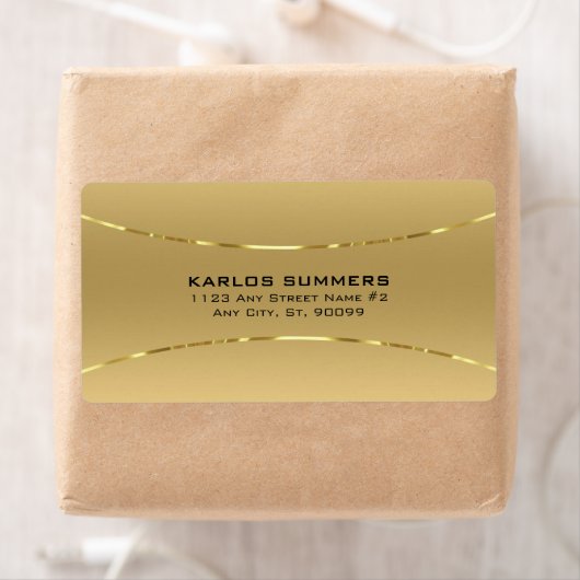 Minimaal gouden achtergrond metalen look acryl etiket (Insitu)