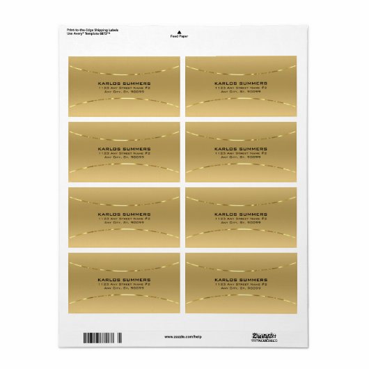 Minimaal gouden achtergrond metalen look acryl etiket (Full Sheet)