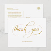 Minimaal Gouden Calligrafie Script Bruiloft Bedank Briefkaart (Voorkant / Achterkant)