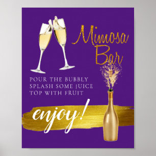 Minimaal gouden elegante bruidsbrunch Mimosa Bar b Poster