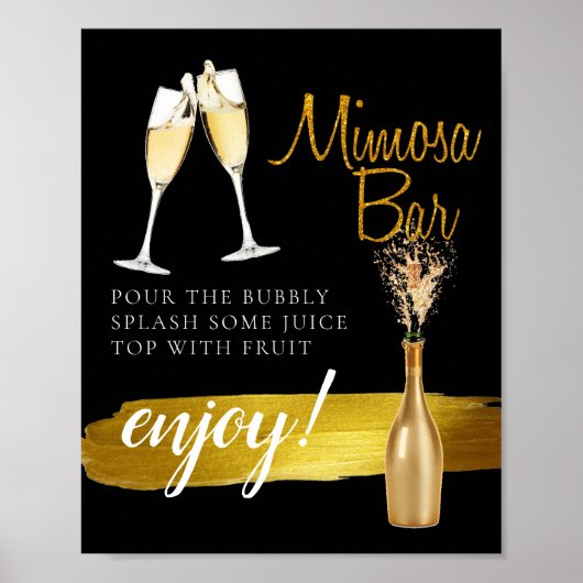 Minimaal gouden elegante bruidsbrunch Mimosa Bar b Poster (Voorkant)