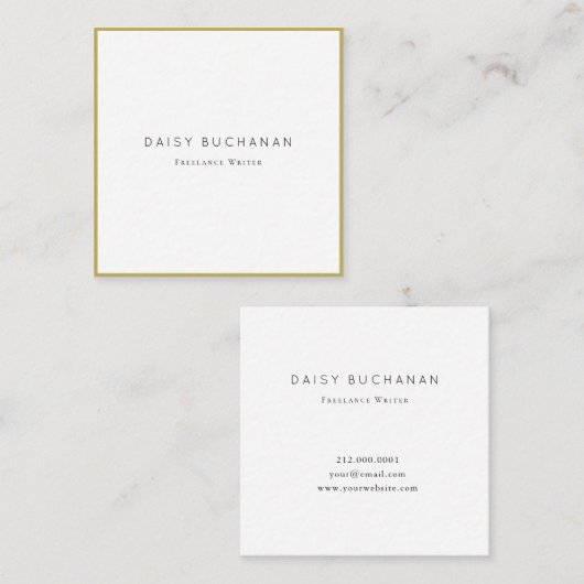 Minimaal gouden Lijsten vierkant Visitekaartje (Voorkant / Achterkant)