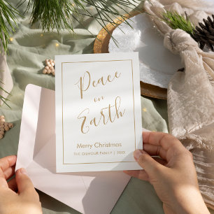 Minimaal Gouden Peace on Earth Kerstkaart Kaart