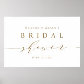 Minimaal gouden script bruiloft feest welkom bord poster (Voorkant)