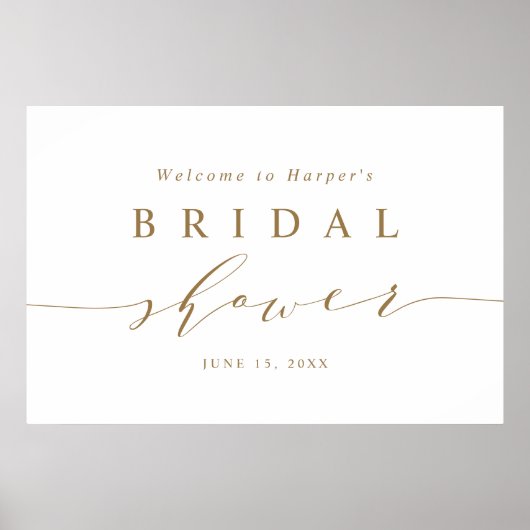 Minimaal gouden script bruiloft feest welkom bord poster (Voorkant)