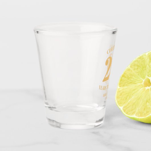 Minimaal goudgejuich tot 20 jaar Jubileum Shot Glas (Links)