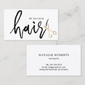 Minimaal goudschaar-haar-piekzout voor script visitekaartje (Voorkant / Achterkant)