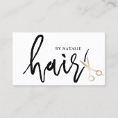 Minimaal goudschaar-haar-piekzout voor script visitekaartje (Voorkant)