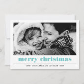 Minimaal grafisch | Aqua Merry-kerstfoto Kaart (Voorkant)