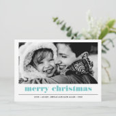 Minimaal grafisch | Aqua Merry-kerstfoto Kaart (Staand voorkant)
