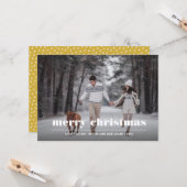 Minimaal grafisch | Gele kerstfoto Kaart (Voorkant / Achterkant in situ)
