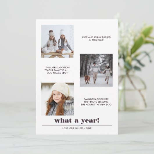 Minimaal grafisch | Jaar van review 3 Fotocollage Kaart (Staand voorkant)