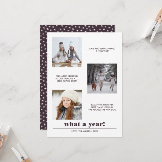 Minimaal grafisch | Jaar van review 3 Fotocollage Kaart (Voorkant / Achterkant in situ)