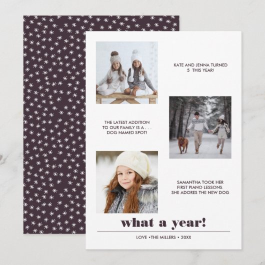 Minimaal grafisch | Jaar van review 3 Fotocollage Kaart (Voorkant / Achterkant)