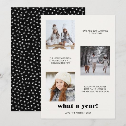 Minimaal grafisch | Jaar van review 3 Fotocollage Kaart (Voorkant / Achterkant)