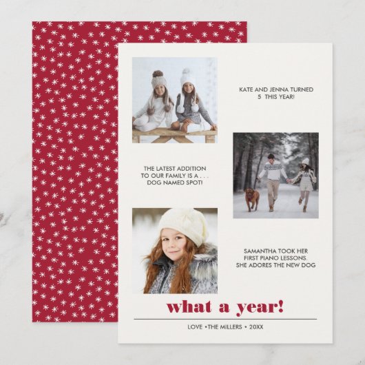 Minimaal grafisch | Jaar van review 3 Fotocollage Kaart (Voorkant / Achterkant)