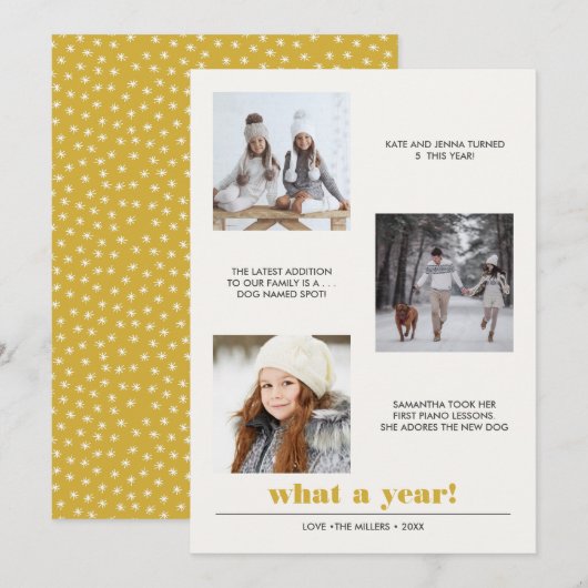 Minimaal grafisch | Jaar van review 3 Fotocollage Kaart (Voorkant / Achterkant)