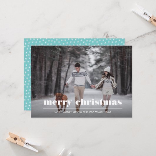 Minimaal grafisch | kerstfoto Aqua | Kaart (Voorkant / Achterkant in situ)