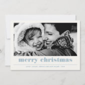 Minimaal grafisch | Light Blue Merry-kerstfoto Kaart (Voorkant)