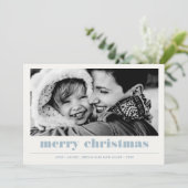Minimaal grafisch | Light Blue Merry-kerstfoto Kaart (Staand voorkant)