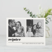 Minimaal grafisch | Rejoice Black Kerstmis 2 Foto Kaart (Staand voorkant)
