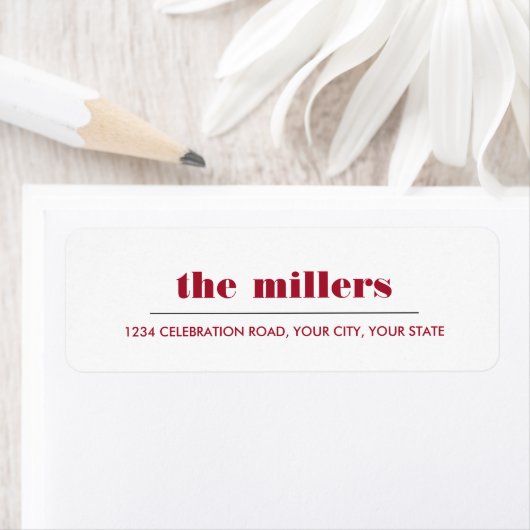 Minimaal grafisch | Ruby red Hipster Etiket (Insitu)